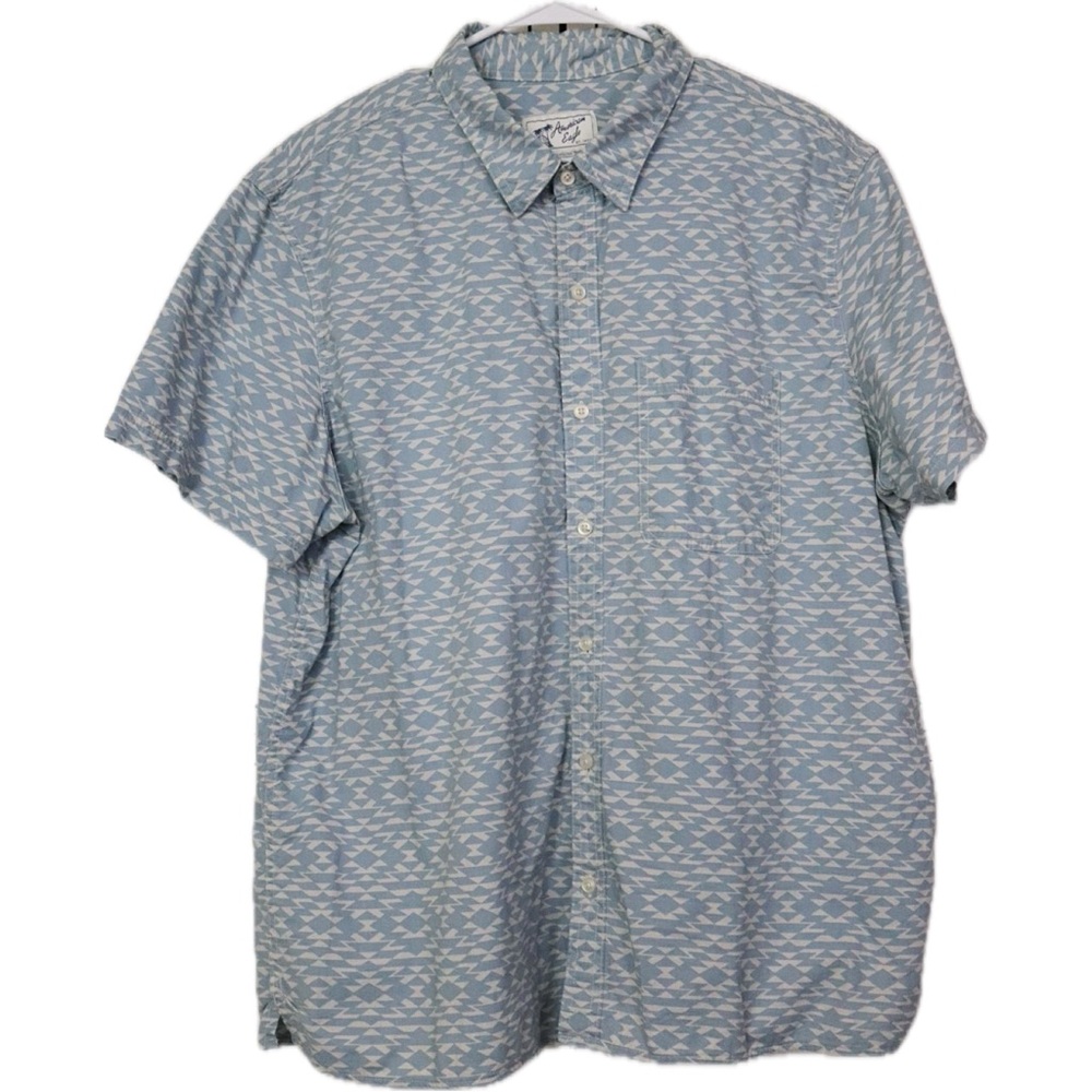 American Eagle - Men’s Printed Button-Up Resort Shirt - Size: XXL - Color: Teal